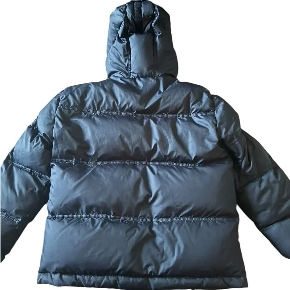 Gap Kids Down Puffer Jacket L 10 Black Hooded Packable Winter Coat Lightweight
